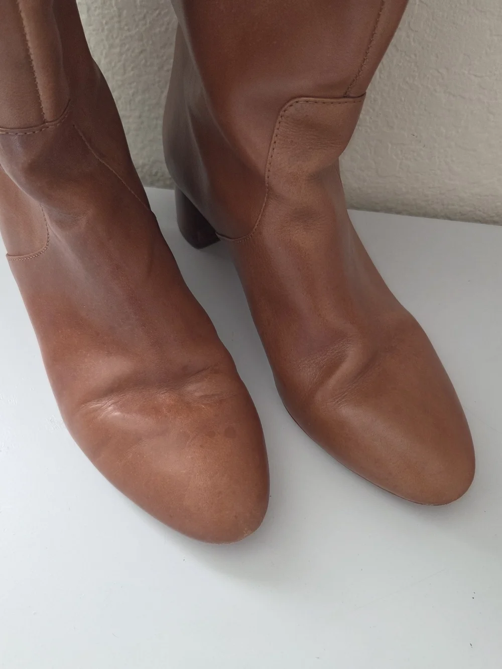 Loeffler Randall Gia Leather Tall Block Heel Boots Size 8